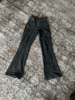Black Label Black Denim Jeans with Branded Waist Tab